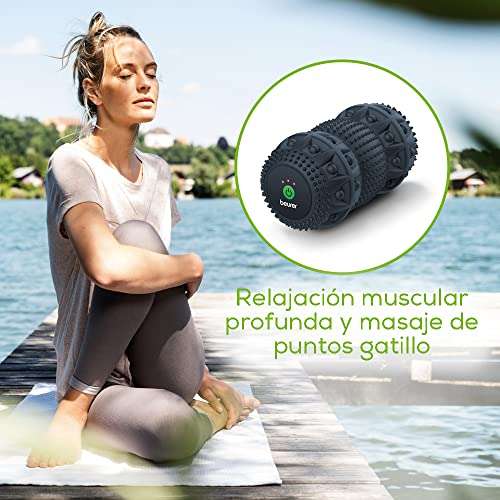 Beurer MG 35 Deep Roll Rodillo de masaje con vibración, rodillo de fascia para masaje de puntos gatillo, 3 niveles de intensidad