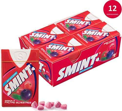 Smint Tabs Frutas del Bosque, Caramelo Comprimido Sin Azúcar - 12 unidades de 8 gr/ud