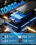 IPSXP Power Bank 10000mAh,Slimmest Batería Externa, Bateria Portatil con Pantalla LED Digital con USB-C 15W