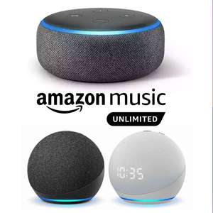 Echo Dot (3ª gen 17,99€ +6m Music 16,99€, 4º gen 19,99€, +Reloj 25,99€) + 6 meses de Amazon Music