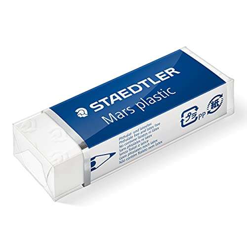 Staedtler Mars Plastic 526 50. Goma de borrar de color blanco, Caja con 20 unidades.