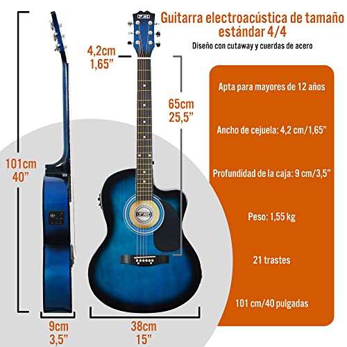 Pack de guitarra electroacústica 3rd Avenue 4/4 + afinador integrado y ecualizador