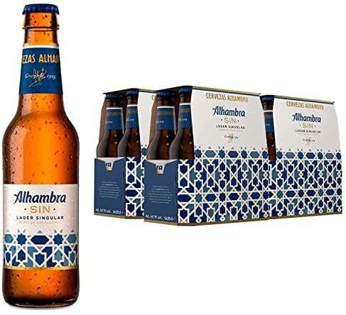 Alhambra Sin Alcohol Singular Cerveza Lager Dorada - Pack de 24 Botellines x 25 cl - 0,75 % Volumen de Alcohol