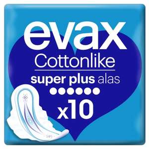 Evax Cottonlike super plus - Compresas con alas, 10 unidades