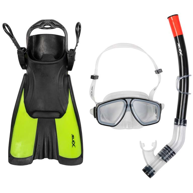 Set de buceo con aletas, gafas,tubo y red de transporte JELEX Deepsea