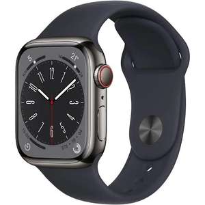 Apple Watch Series 8/ GPS/ Cellular/ 41mm/ Caja De Acero Inoxidable Grafito/ Correa Deportiva Medianoche
