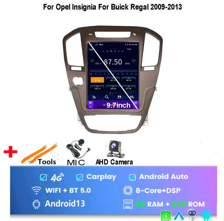 Radio Multimedia con GPS para coche Opel Insignia, Buick Regal 2009-2013, Android 13, 4G, WIFI
