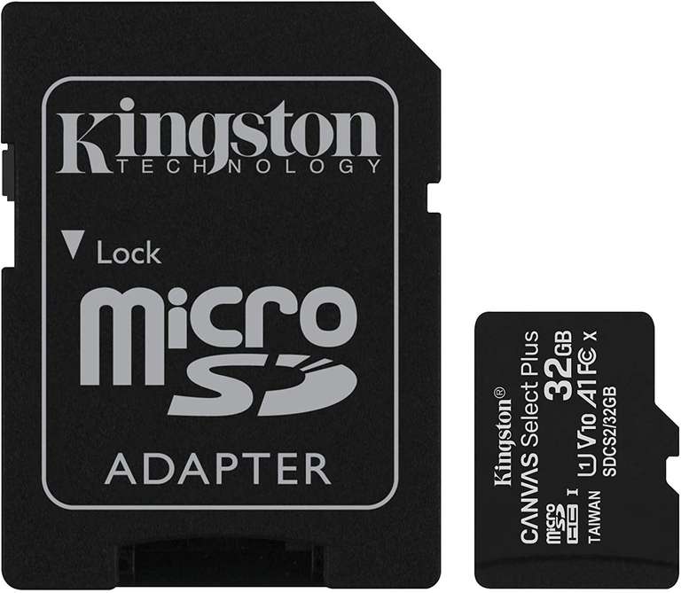 Kingston Canvas Select Plus Tarjeta microSD, SDCS2/32GB Class 10 con Adaptador SD