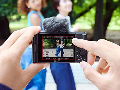 Sony ZV-1F Cámara Digital, para Vlogs, con Pantalla Multiángulo, Vídeo 4K