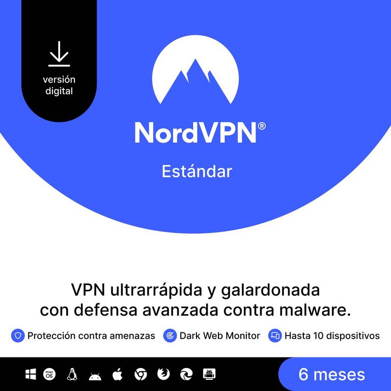 NordVPN VPN Seguro, 10 Dispositivos, 6 Meses
