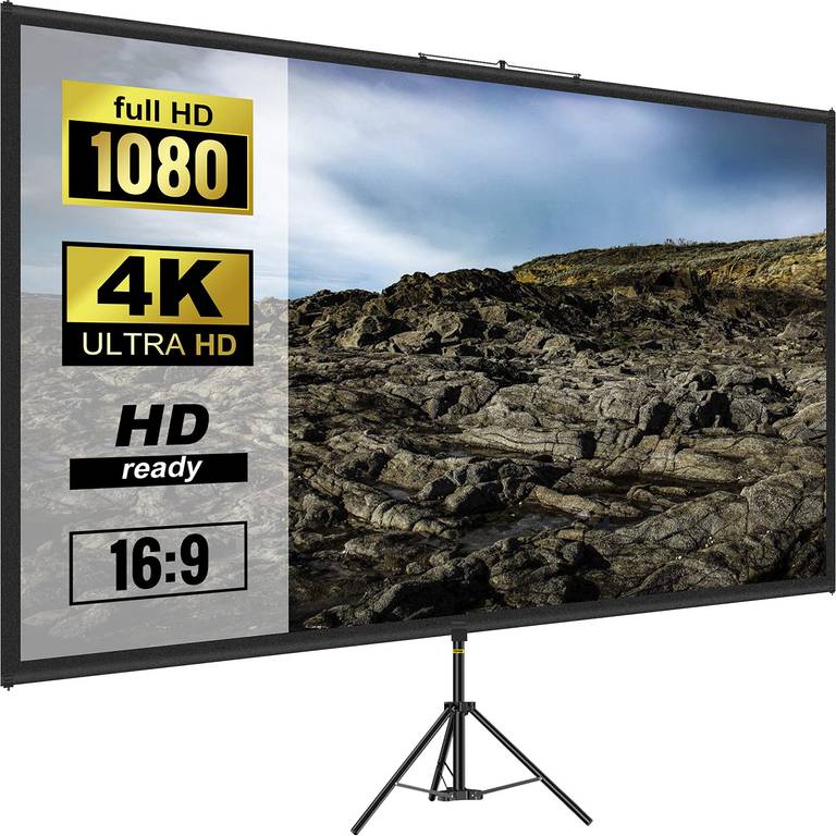 VEVOR Pantalla para Proyector 80″ 16:9 4K HD Pantalla de Proyector con Trípode Altura Ajustable 200-250 cm Portátil
