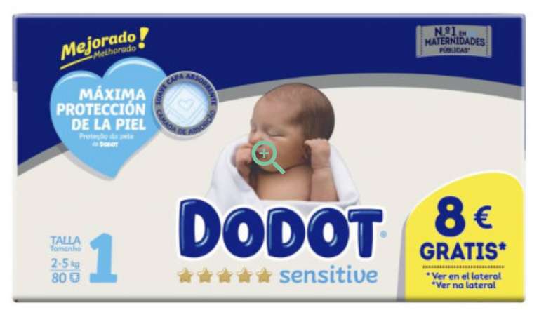 PAÑALES DODOT (0,22€ el pañal) 70% DTO. en la 2ª unidad en una selección de productos de la gama sensitive de Dodot