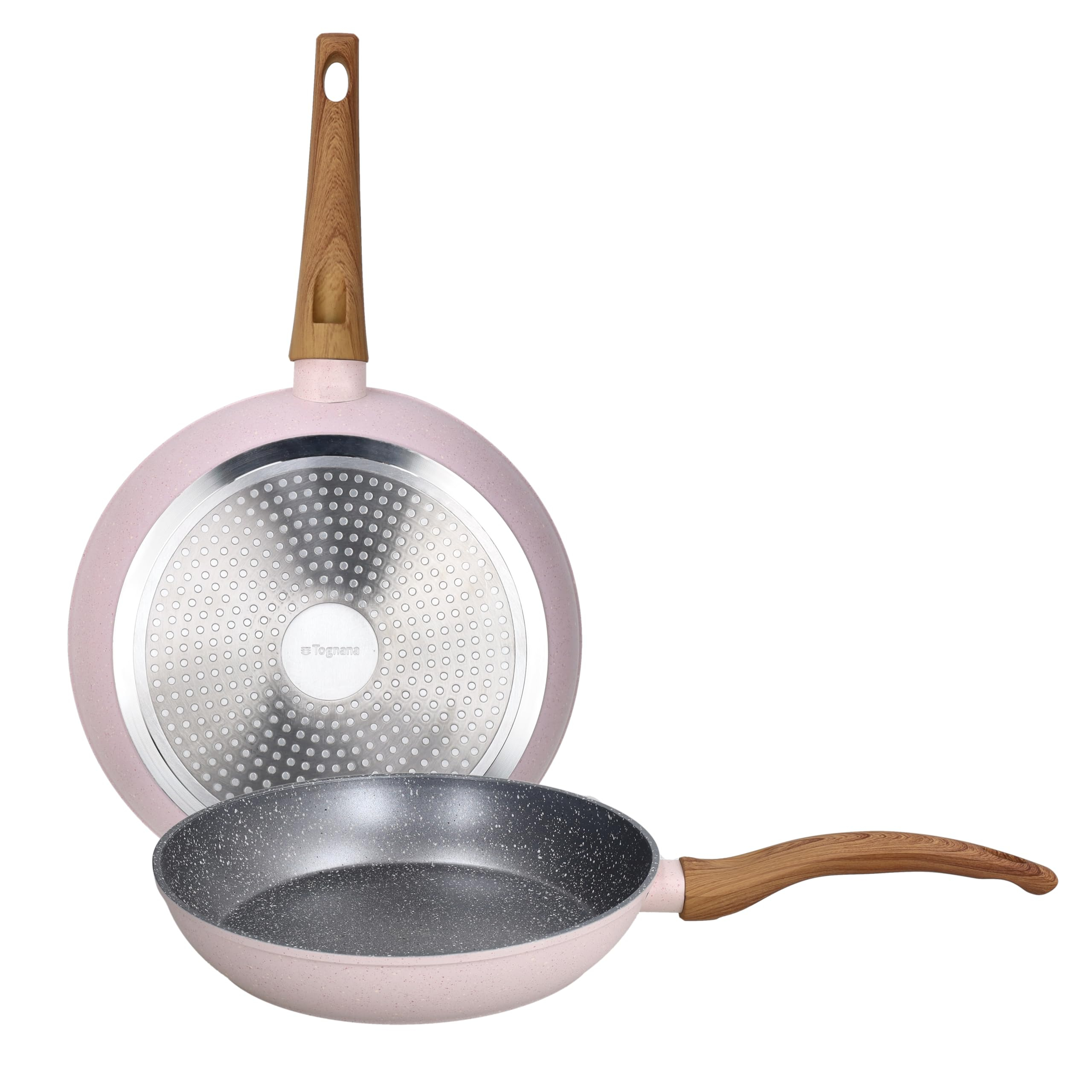 Tognana Pepper Bamboo, Set de 2 sartenes 24/28 cm, aluminio, rosa