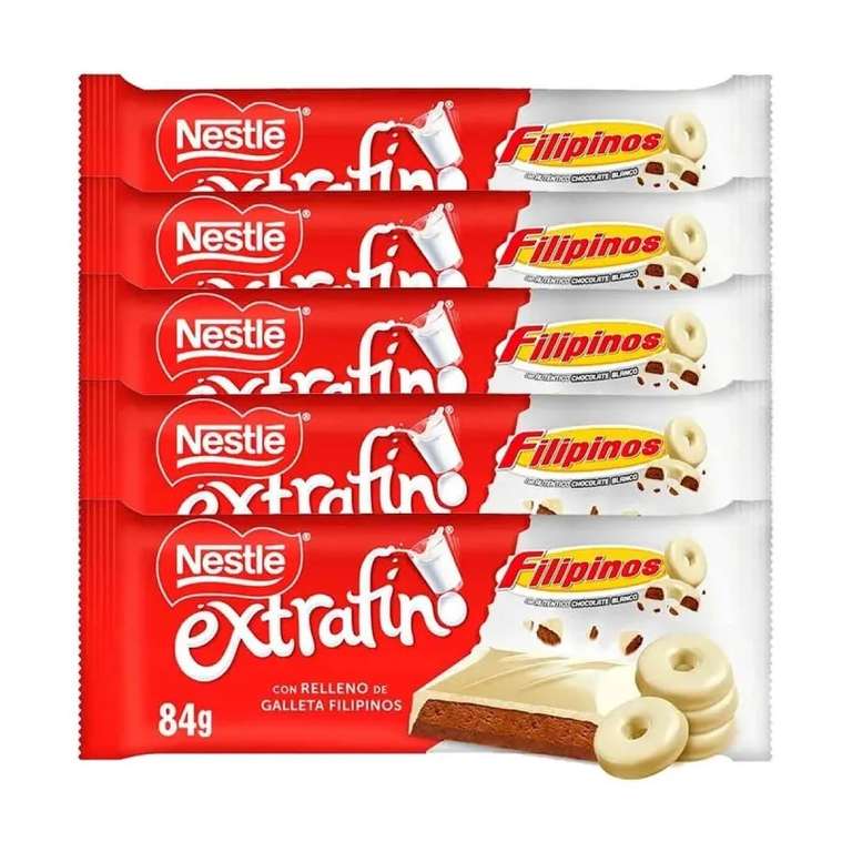 5 tabletas de chocolate Nestlé Extrafino Blanco Filipinos por 2,67€ (0,53€/ud)