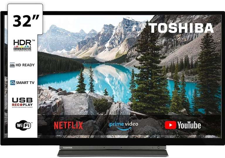 Smart TV 32" Toshiba 32WK3C63DG HD, ALEXA integrado, HDR, Control voz, SAT, Bluetooth, comp. "Hey Google". Dolby Audio, DTS