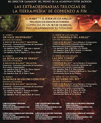 El Hobbit Trilogía - El Señor de los Anillos Trilogía [30 discos] [Blu-ray] Versiones Extendidas