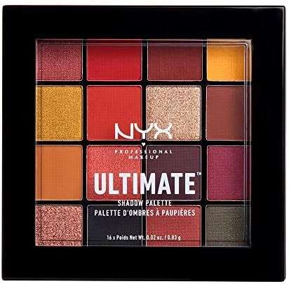 NYX Professional Makeup Paleta de sombra de ojos Ultimate Shadow Paletteff, 16 sombras, Acabados mate, satinados y metalizados,