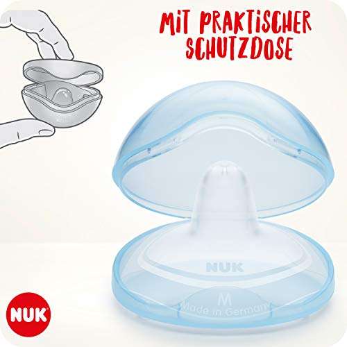 NUK - Protector de pezones para pezones sensibles, incluye estuche protector, 2 unidades, transparente transparente transparente Talla:M