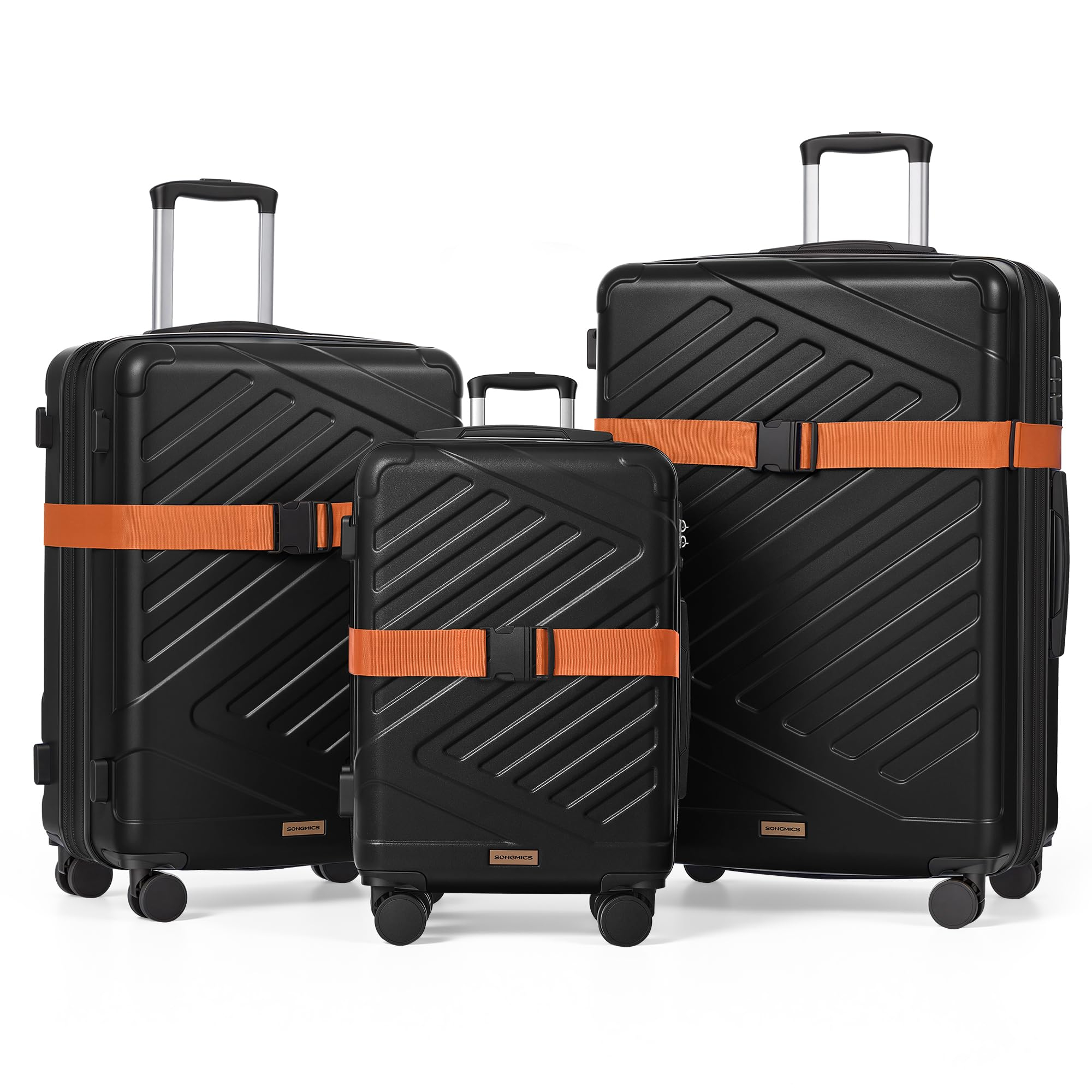 SONGMICS Maleta Candado TSA Ruedas 55/65/75 cm NegroPACK DE 3