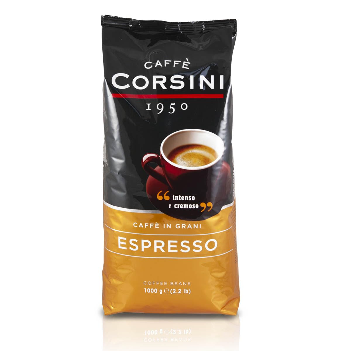 1 KILO Cafè Corsini Espresso en grano, Selección de granos de café para una mezcla de sabor intenso y cremoso