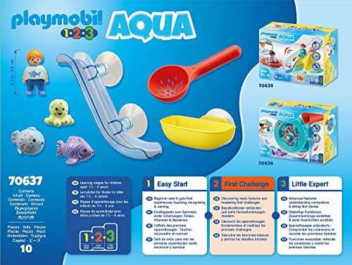 PLAYMOBIL 1.2.3 Aqua 70637 Diversión en la Pesca con Animales del Mar,con Peces flotantes, Primer Juguete para niños a Partir de 18 Meses