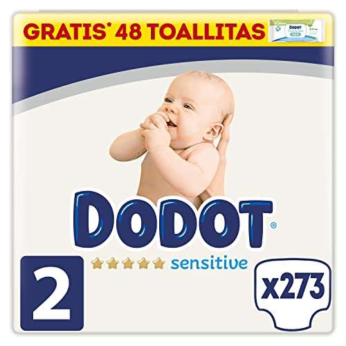 Dodot Pañales Bebé Sensitive Talla 2 (4-8 kg), 273 Pañales + 1 Pack de 48// a 0.23cts el pañal