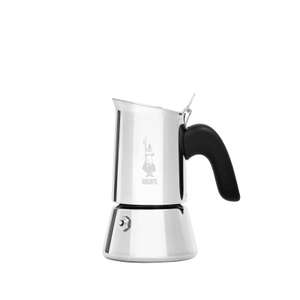 Bialetti - New Venus, cafetera espresso de acero inoxidable, apta para todo tipo de estufas, 2 tazas (85 ml), aluminio, plata