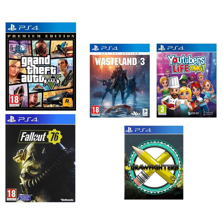 Pack Ps4 5 Juegos: GTA V + Fallout 76 + Drawfighters + Wasteland + Youtubers