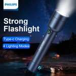 Philips-linterna LED SFL1236 con carga USB.
