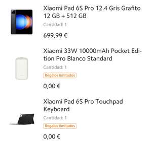 Xiaomi Pad 6S Pro 12+512gb + Teclado + Bateria 33W (Estudiantes) (Sin estudiantes 595€)