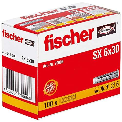 fischer - Tacos pared para hormigón SX 6x30 (100 uds)