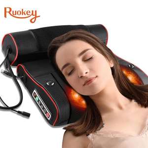 Almohada eléctrica de relajación para cuello y cabeza, masajeador de terapia infrarroja shiatsu AB, con calefacción para la espalda