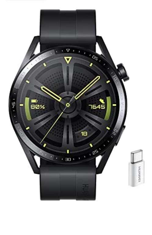 Huawei Watch GT 3 Smartwatch 46 mm, batería larga duración, SpO2, AI Running Coach, frecuencia cardíaca, + 100 entrenamiento, adaptador AP52