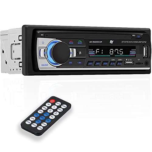 NK Auto Radio Coche - 1 DIN - 4x40W - Bluetooth 4.0 , AUX, MP3, USB, FM Sonido Estéreo
