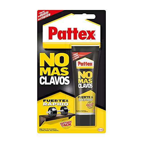 Pattex No Más Clavos Original, pegamento extrafuerte para madera, metal y más, adhesivo blanco instantáneo, 1 tubo x 100 g