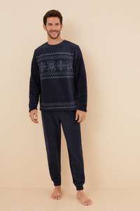 Pijama largo hombre polar cenefa invierno. Tallas XS-S-M-L-XL. Recogida gratuita en tienda