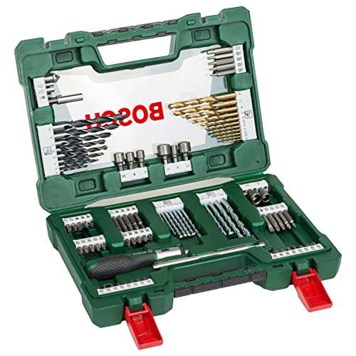 Bosch Profesional Maletín 91 V-Line para taladrar y atornillar (madera, piedra y metal, con destornillador dinamométrico y barra imantada)