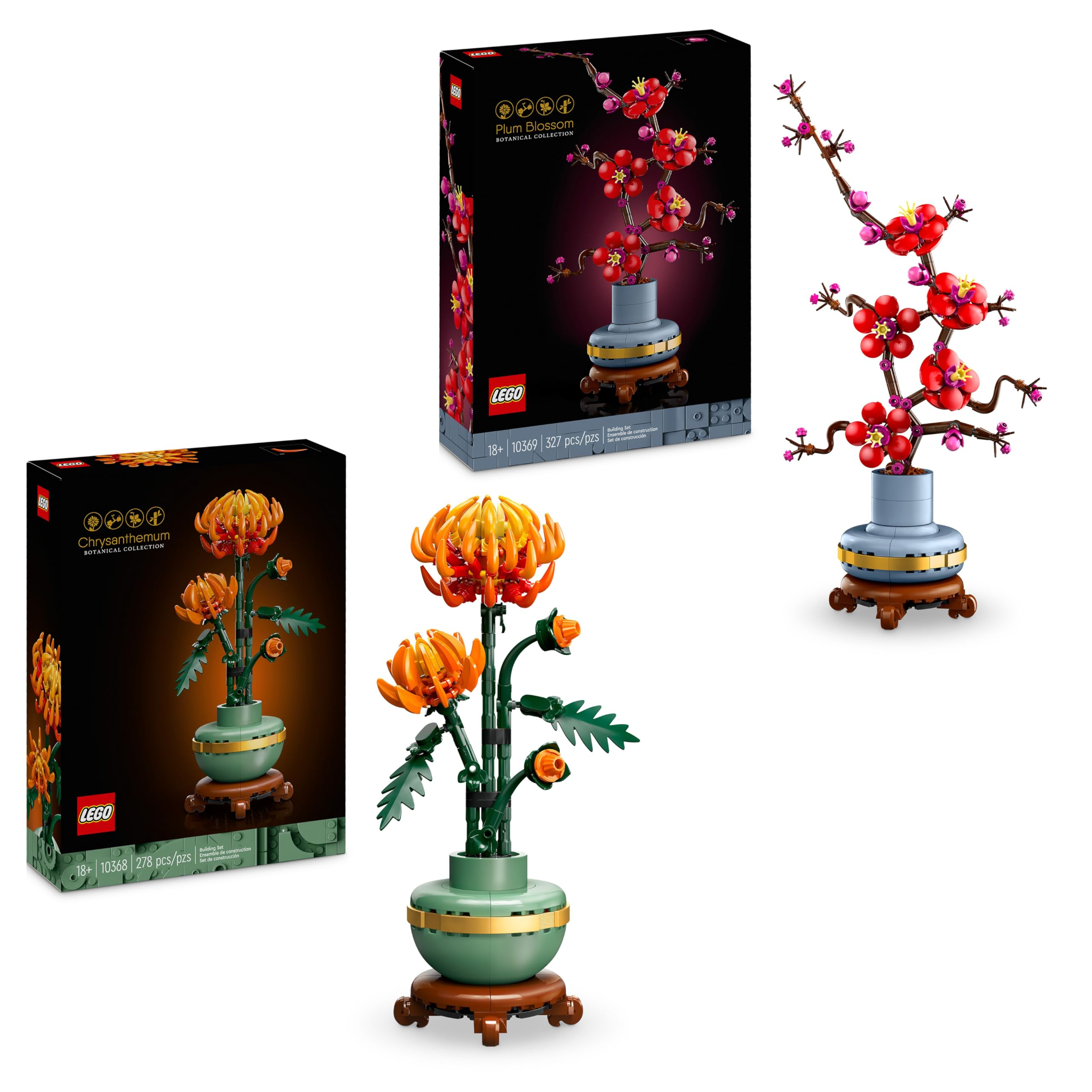 Pack LEGO Icons Flor de Ciruelo (10369) + Flor de Crisantemo (10368)