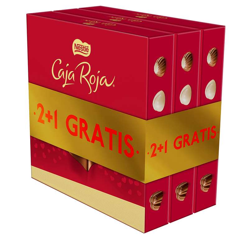 Nestlé - Caja Roja, Bombones Chocolate (3 x 100 g), Lote 2+1.