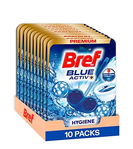 Bref Blue Activ Higiene Cesta WC (pack de 10 unidades), para un WC siempre limpio y fresco, fórmula antical que elimina la suciedad