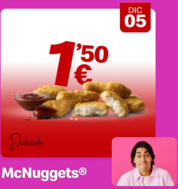 6 McNuggets por 1,50€ - Día 5 de diciembre