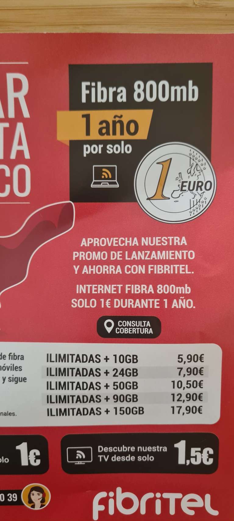 Internet 800Mb por 1€ durante 12 meses