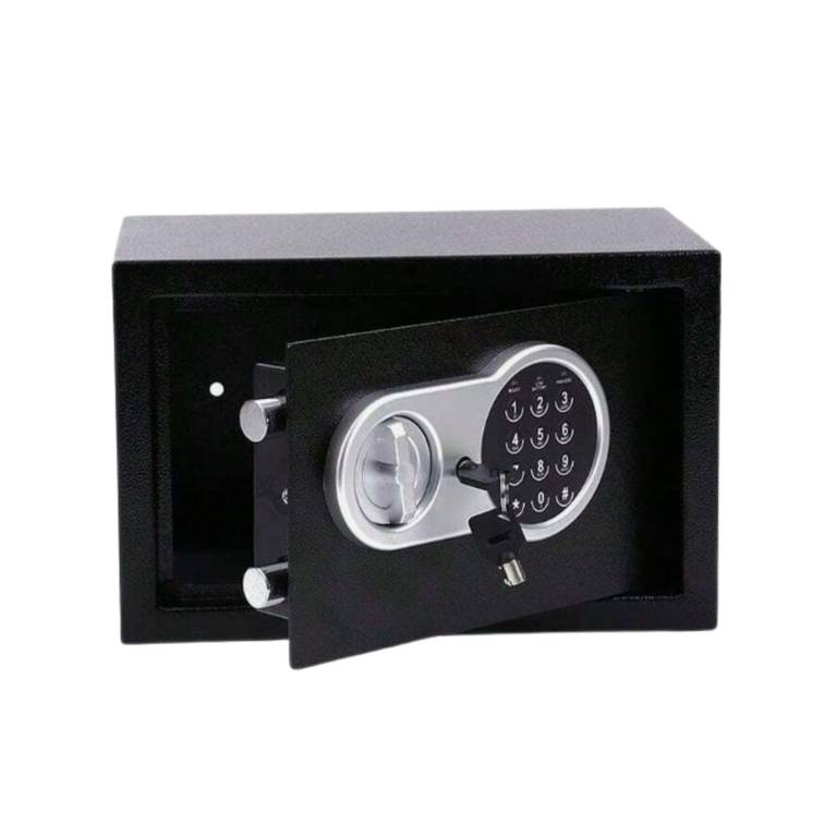 Perel Caja fuerte electrónica con código digital y llave de emergencia 20x31x20cm