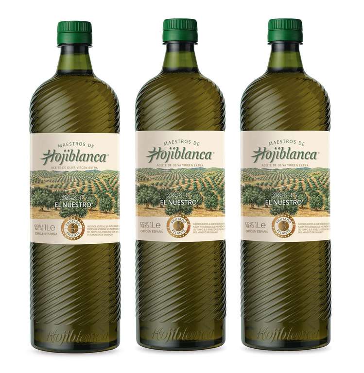 Maestros hojiblanca el nuestro aceite de oliva virgen extra 1 litro x 3