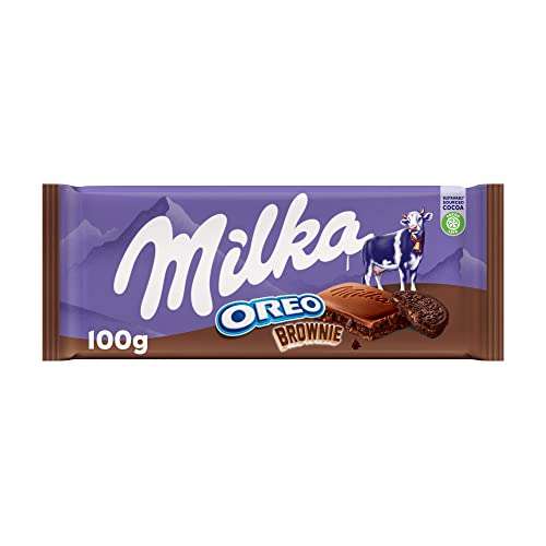 3 x Milka Oreo Brownie Tableta de Chocolate Leche de los Alpes, Trozos de Galleta Oreo Textura de Bizcocho Brownie 100g [Unidad 0'75€]