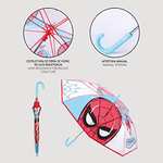 Paraguas Transparente Niño de Spiderman - Apertura Manual con Mecanismo Antiviento
