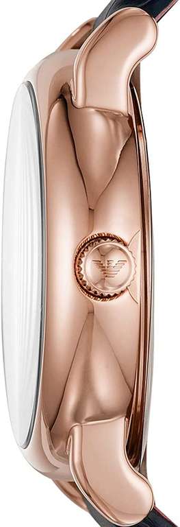 Emporio Armani Reloj para hombre con caja de 43mm de acero inoxidable color oro rosa con correa de piel, AR11135