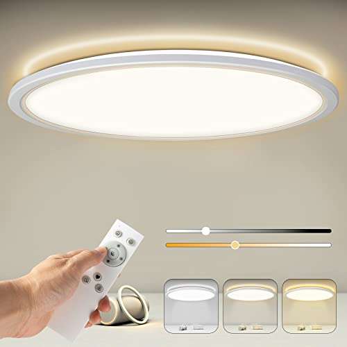 Lámpara de techo LED regulable con control remoto, lámpara de techo redonda de panel 24W 2400LM IP44