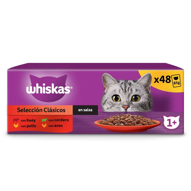 Whiskas 48 sobres Clásicos en Salsa para gatos Adultos