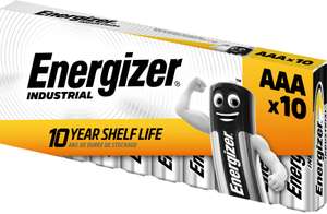 Energizer - Industrial, Pack de 10 pilas AAA, pilas alcalinas básicas para uso cotidiano e industrial y con 10 años de vida útil